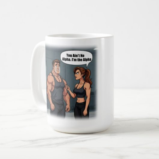 Boss Babe Funny Fitness Humor T-shirt, Alpha vrouw Koffiemok (Voorkant links)