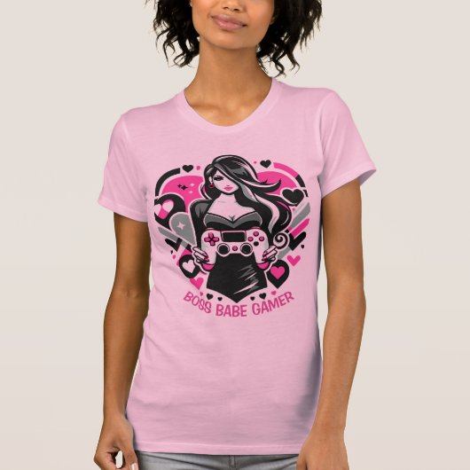 Boss Babe Gamer Shirt Girl Power Gaming (Voorkant)