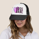 Boss Babe Heart Pink Trucker Hat Dames Diva Girls Trucker Pet (In situ)