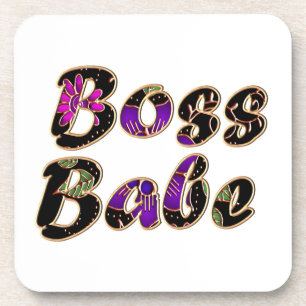 Boss Babe in Black Floral Bier Onderzetter