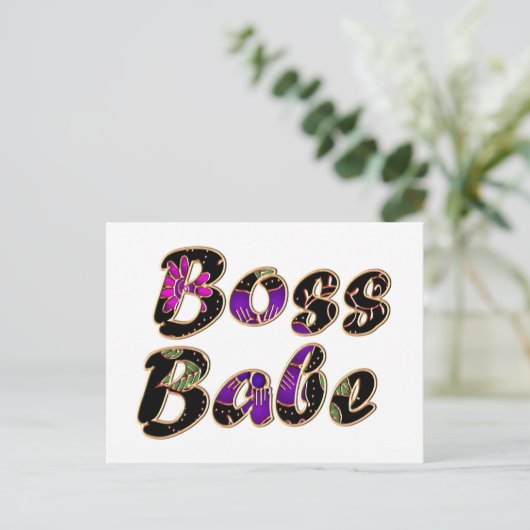 Boss Babe in Black Floral Briefkaart (Staand voorkant)