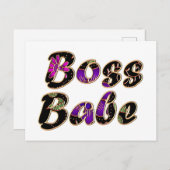 Boss Babe in Black Floral Briefkaart (Voorkant / Achterkant)