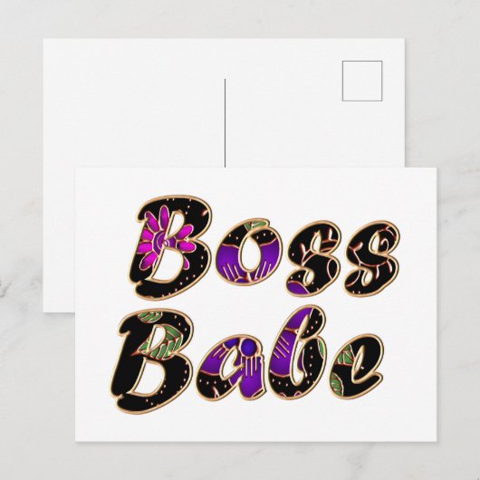 Boss Babe in Black Floral Briefkaart (Voorkant / Achterkant)