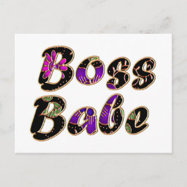 Boss Babe in Black Floral Briefkaart