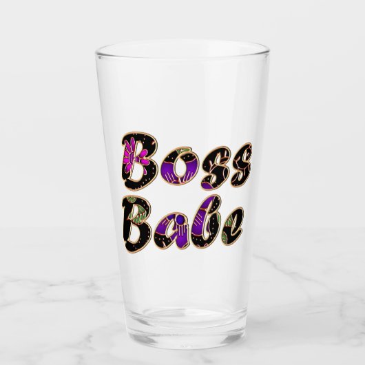 Boss Babe in Black Floral Glas (Voorkant)
