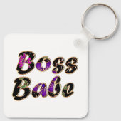 Boss Babe in Black Floral Sleutelhanger (Achterkant)