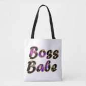 Boss Babe in Black Floral Tote Bag (Voorkant)