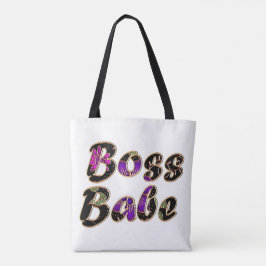 Boss Babe in Black Floral Tote Bag