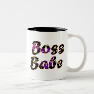 Boss Babe in Black Floral Tweekleurige Koffiemok