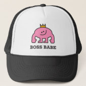 Boss Babe Kroon Roze Figuur Trucker Hoed Pet (Voorkant)
