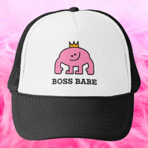 Boss Babe Kroon Roze Figuur Trucker Hoed Pet