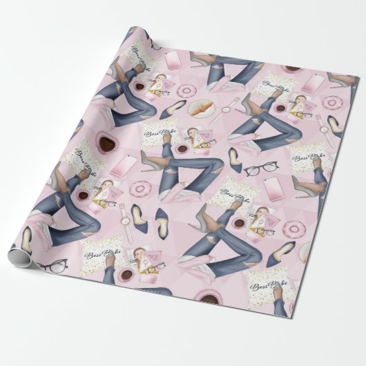 Boss Babe, Meisje Power Wrapping Papier (Uitgerold)