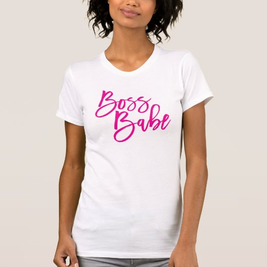 BOSS BABE minimale script trendy werk citaat roze T-shirt (Voorkant)