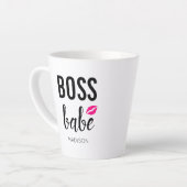 Boss Babe personaliseren | Roze Kiss | Roze lippen Latte Mok (Linkerhoek)