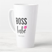 Boss Babe personaliseren | Roze Kiss | Roze lippen Latte Mok (Linkerhoek)