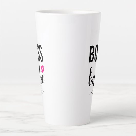 Boss Babe personaliseren | Roze Kiss | Roze lippen Latte Mok (Voorkant)