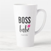 Boss Babe personaliseren | Roze Kiss | Roze lippen Latte Mok (Rechts)