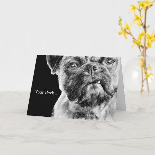 Boss Birthday Funny Grumpy Pug Dog Kaart (Gele Bloem)