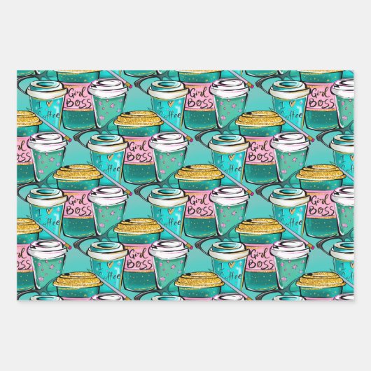 BOSS BSS Lady Girl Boss Word Text Design Inpakpapier Vel (Voorkant 2)