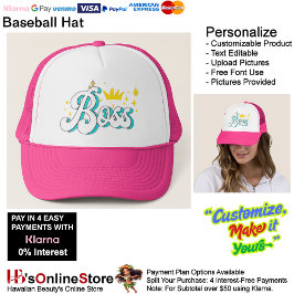Boss Crown Sparkle Women's Baseball Trucker Hat Trucker Pet