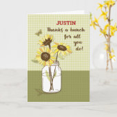 Boss Day, Custom Name, Justin, met Sunflower Kaart (Gele Bloem)