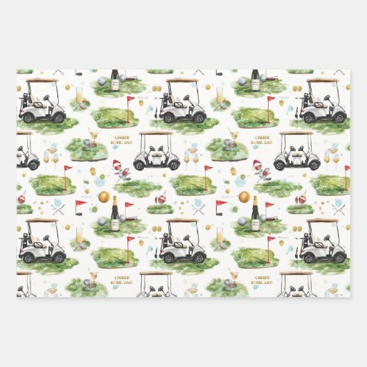 Boss Day for golfer Inpakpapier Vel (Voorkant 3)