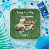 Boss Day met golfkar voor Golfer Papieren Bordje (Feest)
