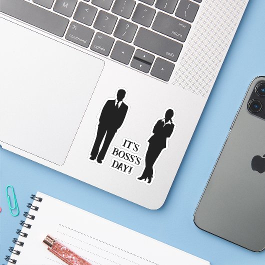 Boss Day Sticker (Laptop met iPhone)