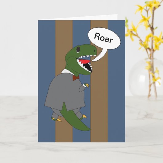 Boss Day T-Rex Dinosaur (Mannelijk) Grappig Kaart (Gele Bloem)