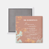 Boss Day Wilde Flower Silhouettes op Brown Magneet (Voorkant / Achterkant)