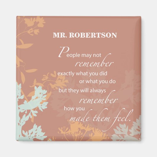 Boss Day Wilde Flower Silhouettes op Brown Magneet (Voorkant)