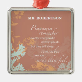 Boss Day Wilde Flower Silhouettes op Brown Metalen Ornament