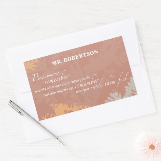 Boss Day Wilde Flower Silhouettes op Brown Rechthoekige Sticker (Envelop)