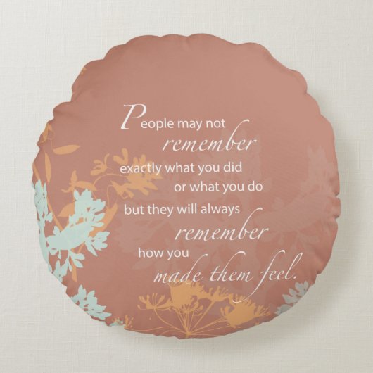 Boss Day Wilde Flower Silhouettes op Brown Rond Kussen (Voorkant)