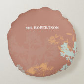 Boss Day Wilde Flower Silhouettes op Brown Rond Kussen (Achterkant)