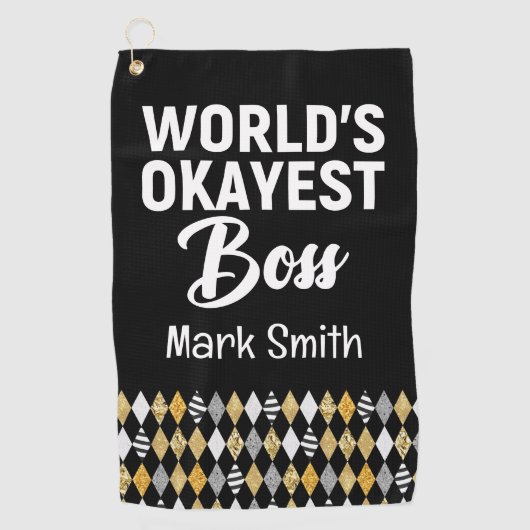 Boss Day World Okayest Boss Golfhanddoek (Voorkant)