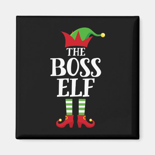 Boss Elf Family Matching Christmas Group Elf Pajam Magneet (Voorkant)