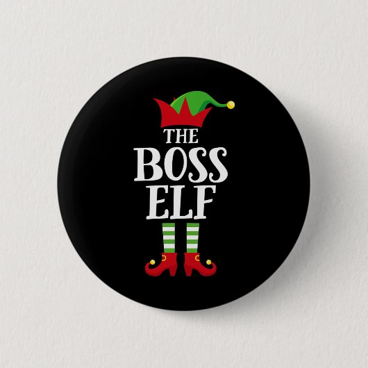Boss Elf Family Matching Christmas Group Elf Pajam Ronde Button 5,7 Cm (Voorkant)