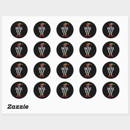 Boss Elf Family Matching Christmas Group Elf Pajam Ronde Sticker (Vel)