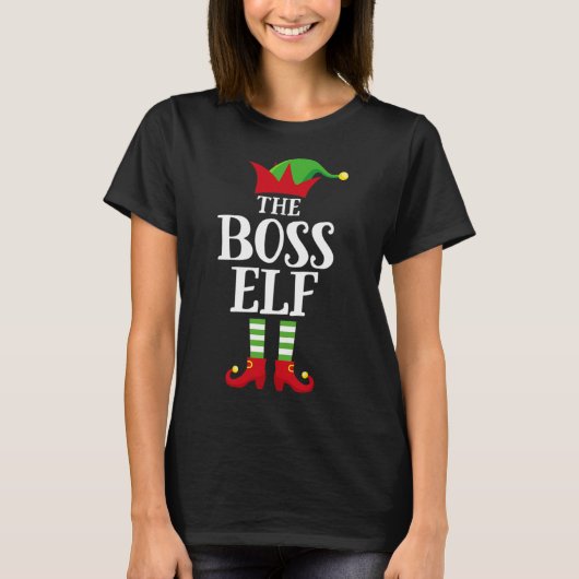Boss Elf Family Matching Christmas Group Elf Pajam T-shirt (Voorkant)