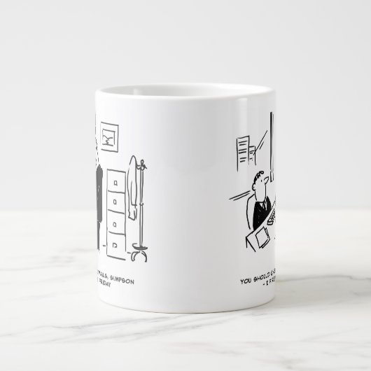 Boss Fires een Kantoor werknemer per e-mail Grote Koffiekop (Voorkant)