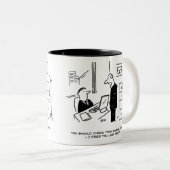 Boss Fires een Kantoor werknemer per e-mail Tweekleurige Koffiemok (Voorkant rechts)