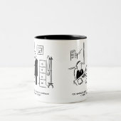 Boss Fires een Kantoor werknemer per e-mail Tweekleurige Koffiemok (Center)