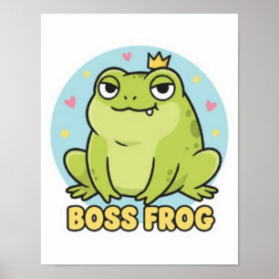 Boss Frog Poster Schattige Zelfverzekerde Kikker M
