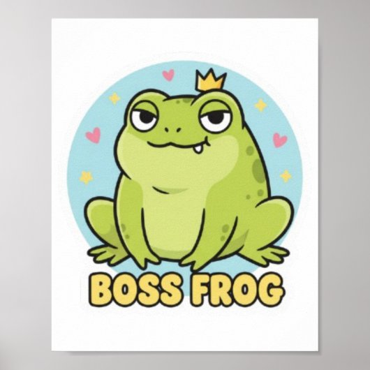 Boss Frog Poster Schattige Zelfverzekerde Kikker M (Voorkant)
