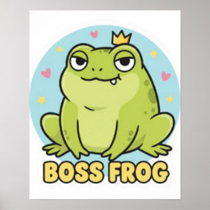 Boss Frog Poster Schattige Zelfverzekerde Kikker M