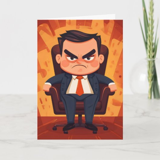 Boss Funny Cartoon Feestdagen Kaart (Voorkant)