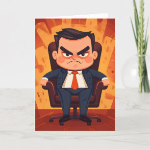Boss Funny Cartoon Feestdagen Kaart