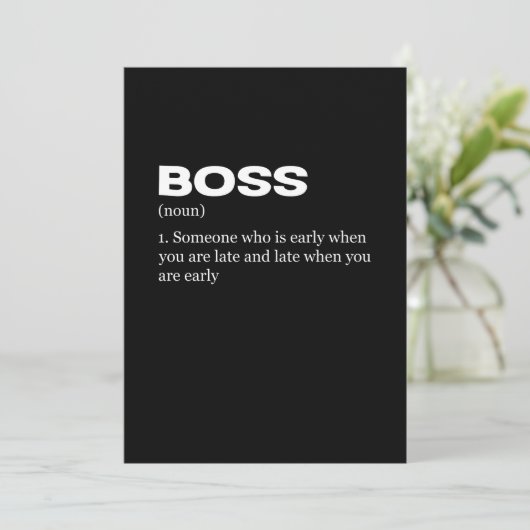Boss Funny Definition Happy Boss Day Save The Date (Staand voorkant)