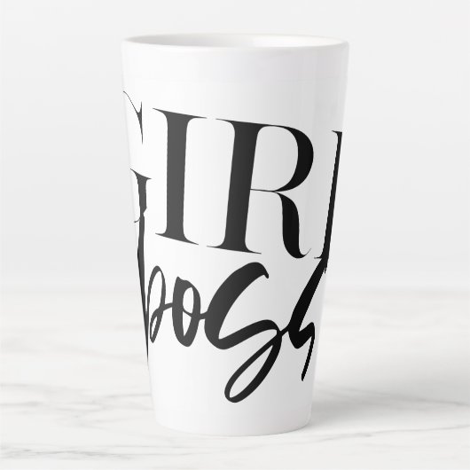 Boss Girl | Moderne zwarte tekst | Latte Mok (Voorkant)
